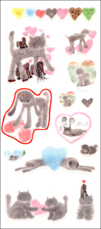 99-008 UOU CUTE STICKER CATS HEARTS