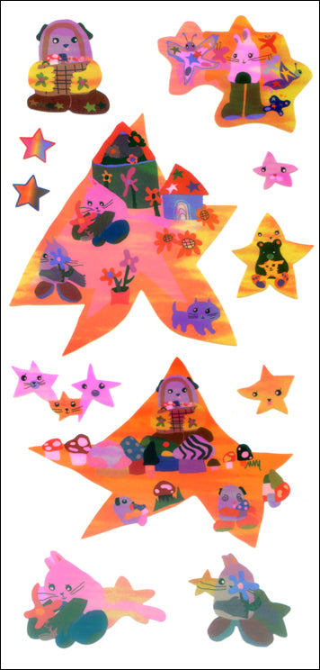 99-009 UOU CUTE STICKER  STARS