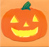 DN583 DIE CUT GREETING CARD HALLOWEEN JACK-O-LANTERN