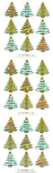 JF070 WASHI STICKERS GOLD CHRISTMAS TREES WITH GOLD FOIL