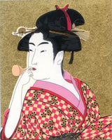 JJ352　JAPANESE　STICKER　WOMAN　BLOWING　GLASS　TOY