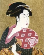 JJ952　JAPANESE　STICKER　WOMAN WITH FAN
