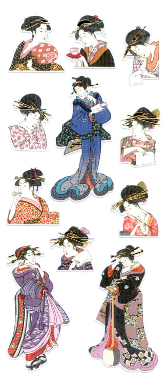 JQ352 WASHI STICKERS UKIYO-E BIJIN-GA