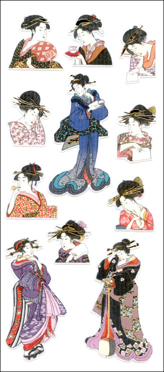 JQ352 WASHI STICKERS UKIYO-E BIJIN-GA