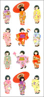 JQ353 WASHI STICKERS JAPANESE KIMONO GIRLS