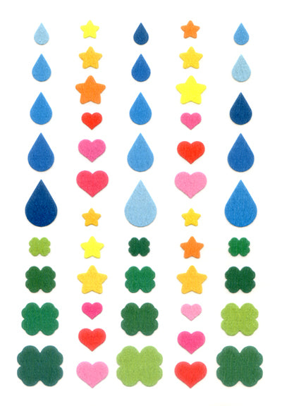 UR002  PAPER STICKERS  URR  WATER DROPLETS, CLOVERS, STARS & HEARTS