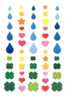 UR002  PAPER STICKERS  URR  WATER DROPLETS, CLOVERS, STARS & HEARTS