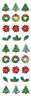 XJ076 CHRISTMAS PRISM STICKERS Christmas tree & Christmas wreath