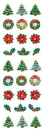 XJ076 CHRISTMAS PRISM STICKERS Christmas tree & Christmas wreath