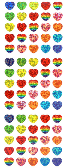 CP098 PRISM STICKERS RAINBOW HEARTS