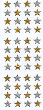 Load image into Gallery viewer, GH411 GLITTER STICKERS 10mm GOLD &amp; SILVER STARS
