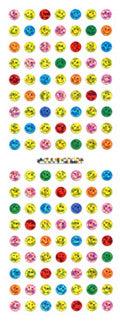 HS298 PAPER HOLOGRAM SMILE FACE STICKERS 5mm multi-colored