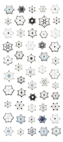 JP054 WASHI STICKERS SNOW FLAKES WITH SILVER FOIL