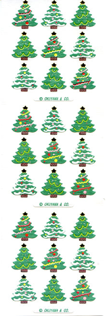 JC070 WASHI STICKERS CHRISTMAS TREES WITH GOLD FOIL