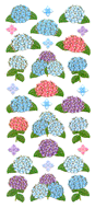 JP402 WASHI STICKERS  HYDRANGEAS GOLD FOIL