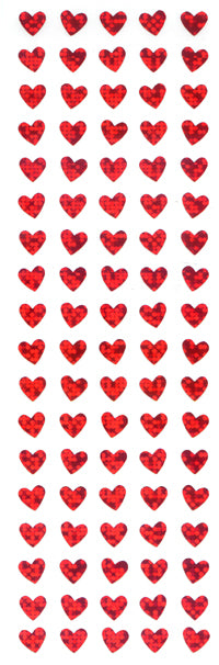 PMS801 HEART STICKERS RED HEARTS 6mm