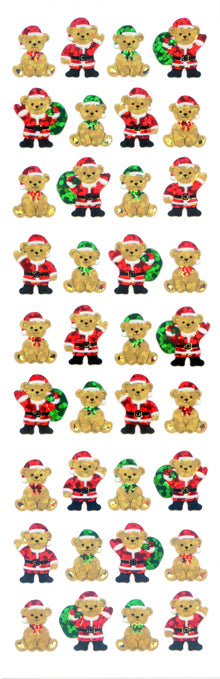 XJ033 CHRISTMAS PRISM STICKERS Bear Santa Claus