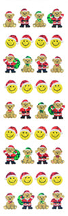 XJ533 CHRISTMAS PRISM STICKERS Smile face & Bear