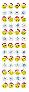 XJ546 CHRISTMAS PRISM STICKERS Snowflakes & Smile face