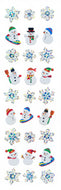 XJ554 CHRISTMAS PRISM STICKERS Snowflakes & Snowman