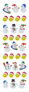 XJ555 CHRISTMAS PRISM STICKERS Smile face & Snowman