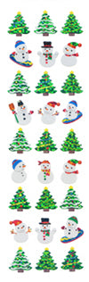 XJ570 CHRISTMAS PRISM STICKERS Christmas tree & Snowman