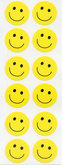 ZC735 PAPER SMILE FACE STICKERS 23mm  Yellow