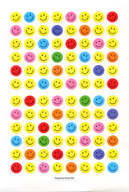 ZS198 PAPER SMILE FACE STICKERS 9mm multi-colored